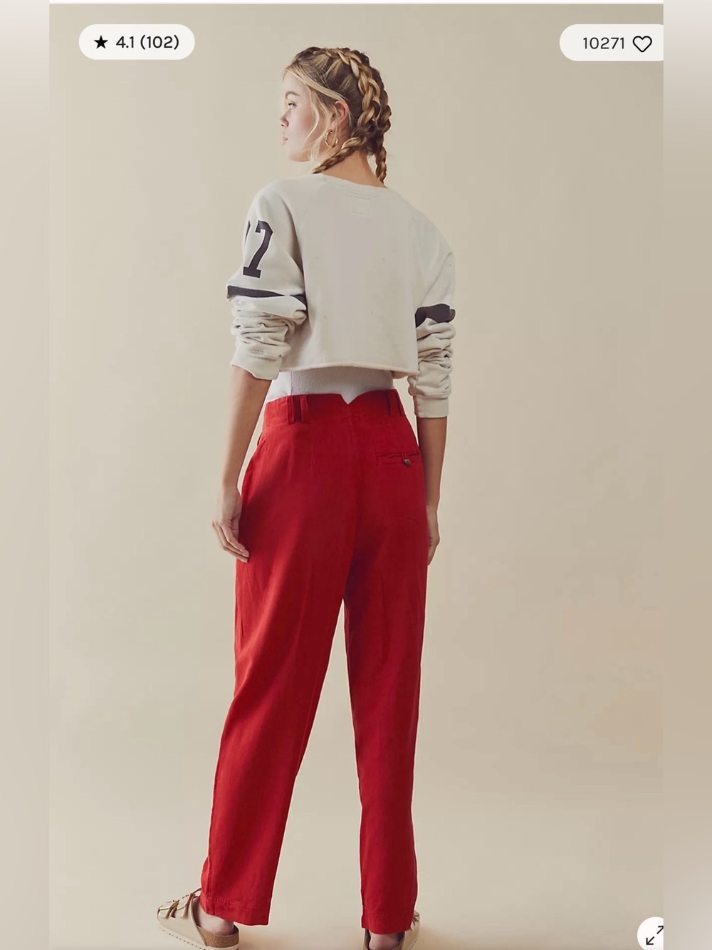 Free People Calla Pleated Trousers Linen Blend Red , size 4 - Picture 2 of 10